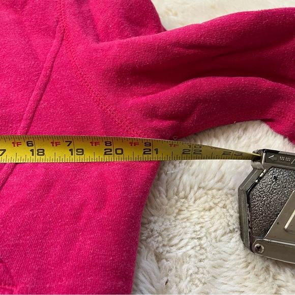 Vintage Victoria's Secret LOVE PINK Sherpa Hoodie RARE Zip Button Gold Varsity L - Picture 5 of 7